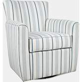 Blakely Swivel Accent Chair in Blue Stripe Fabric
